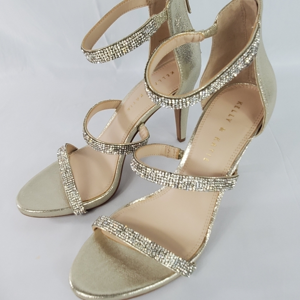 Kelly & Katie rhinestone formal shoe light gold clear stones